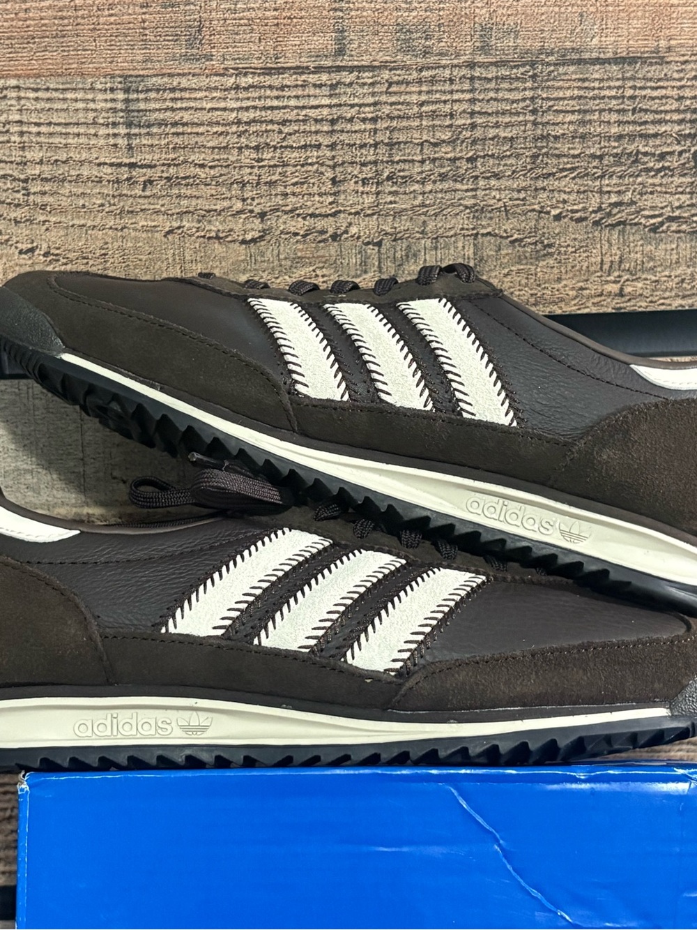adidas Men's Dark Brown Sneakers with White Three Stripes